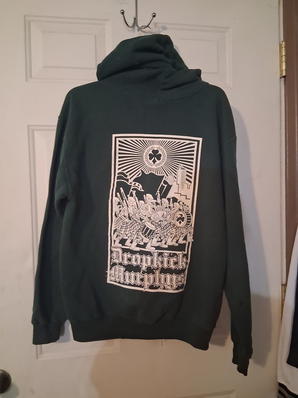 2008 Dropkick Murphys Guns & Drums Green Hoodie Band Skeleton Medium